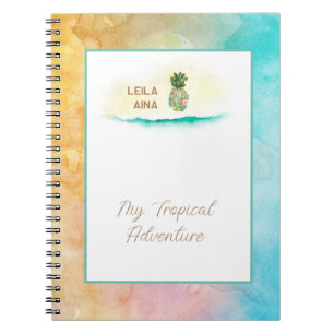 Aloha Watercolor Pineapple Island Anteckningsbok