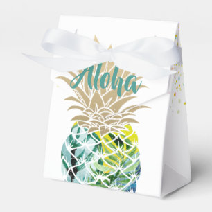 Aloha Watercolor Tropical Pineapple Favor Box Presentaskar