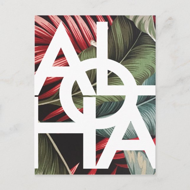 Aloha White Square Red Handflatan Vykort (Framsida)