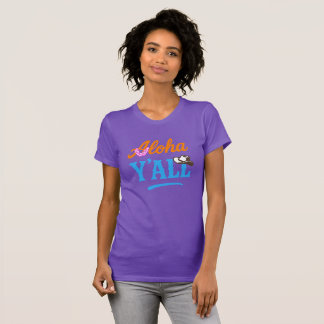 Aloha Y'all Hawaii Texas Funny Purple Graphic T Shirt