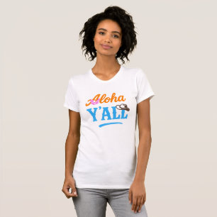Aloha Y'all Hawaii Texas Roligt Färgglatt Grafik T Shirt
