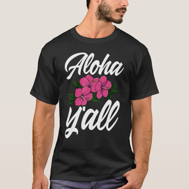 Aloha You All Hawaii   Men Flower Aloha Party Love T Shirt (Framsida)