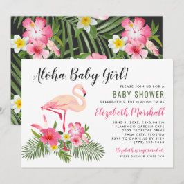Alohababyljus Flamingo Tropisk Shower Inbjudningar