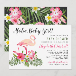 Alohababyljus Flamingo Tropisk Shower Inbjudningar