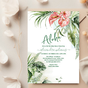 Alohas tropiska blommigt babydusch inbjudningar