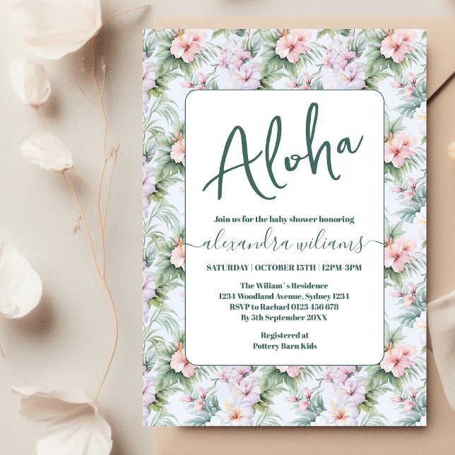 Alohas tropiska blommigt babydusch inbjudningar (Skapare uppladdad)
