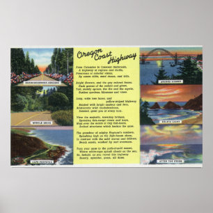 Along den Oregon kustenhuvudvägen med en dikt Poster