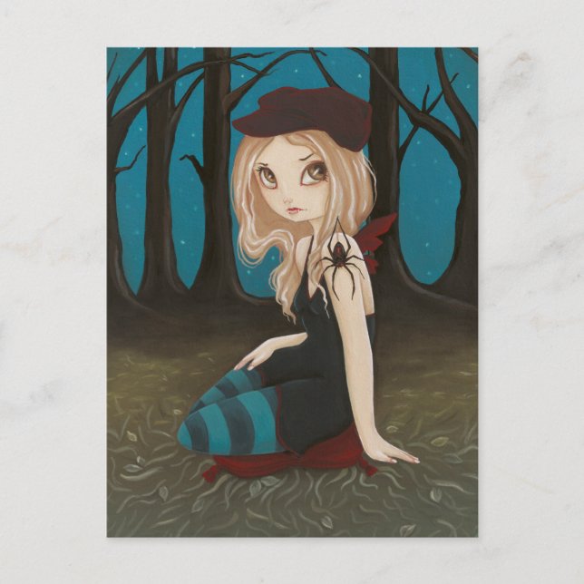 Along kom en spindel - vykort (Framsida)