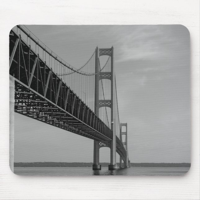 Along Mackinac Bridge Grayscale Musmatta (Framsidan)