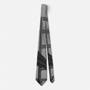 Along Mackinac Bridge Grayscale Neck Tie Slips