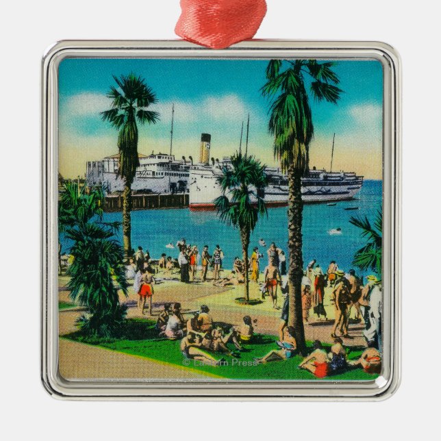 Along stranden på den AvalonCatalina ön, CA Julgransprydnad Metall (Framsidan)