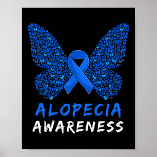 Alopeci Areata Awareness Month Blue Ribbon Poster
