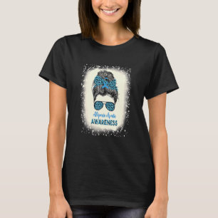Alopecia Areata Awareness Messy bun Hair Loss Warr T Shirt