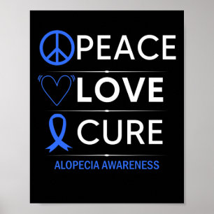 Alopecia Areata Awareness Peace Kärlek Cure Hair L Poster