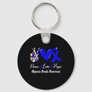 Alopecia Areata Awareness Peace Kärlek Hope Blue R Nyckelring