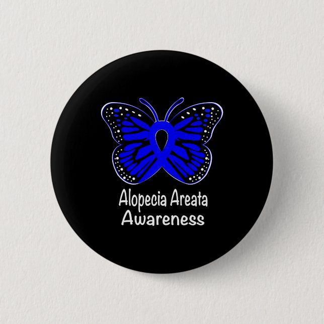 Alopecia Areata Awareness Warrior Support Blue Rib Knapp (Framsida)