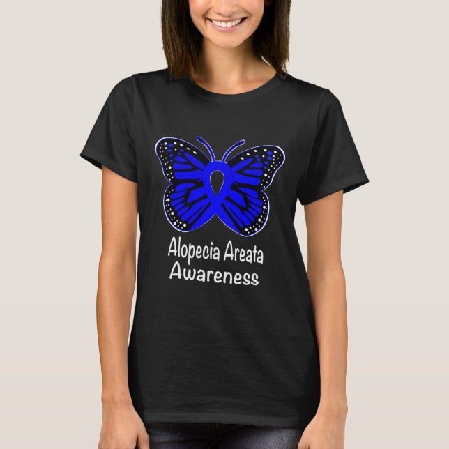 Alopecia Areata Awareness Warrior Support Blue Rib T Shirt (Framsida)