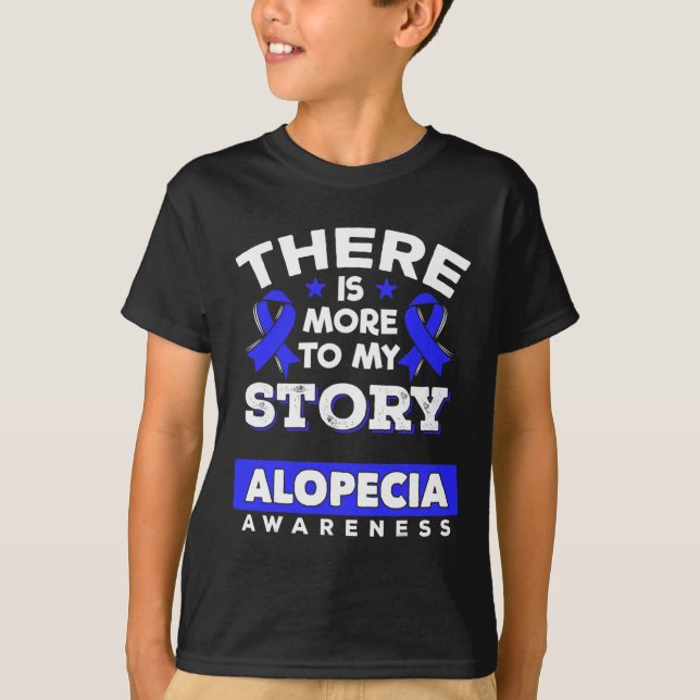 Alopecia Areata Survivor Blue Awareness Ribbon T Shirt (Framsida)