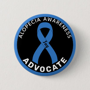 Alopecia Awareness Advocate Ribbon Black Button Knapp