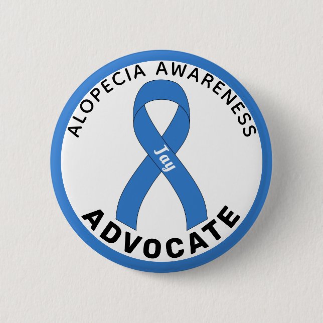 Alopecia Awareness Advocate Ribbon White Button Knapp (Framsida)