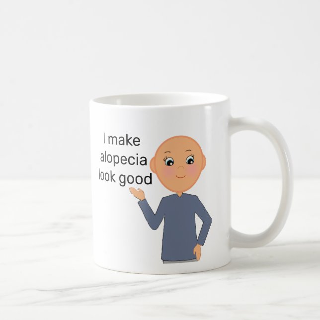 Alopecia Awareness, Bald, No Hair Don't Care Kaffemugg (Höger)
