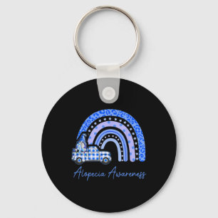 Alopecia Awareness Blue Gnomes Lastbil Rainbow Nyckelring