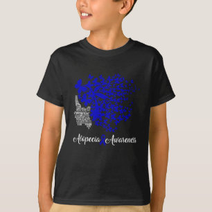 Alopecia Awareness Blue Ribbon Hair Loss Butterfly T Shirt