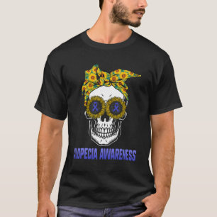 Alopecia Awareness Blue Ribbon Hair Loss Skull Sol T Shirt
