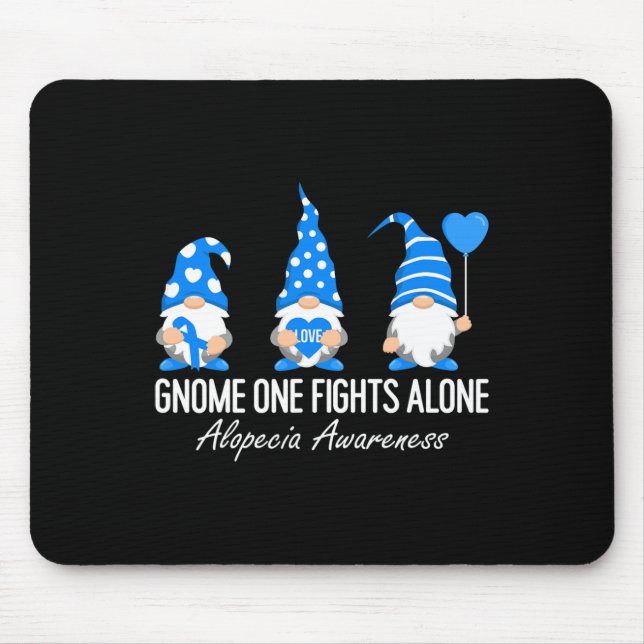 Alopecia Awareness Gnomes I Bära Blue Ribbon Suppo Musmatta (Framsidan)
