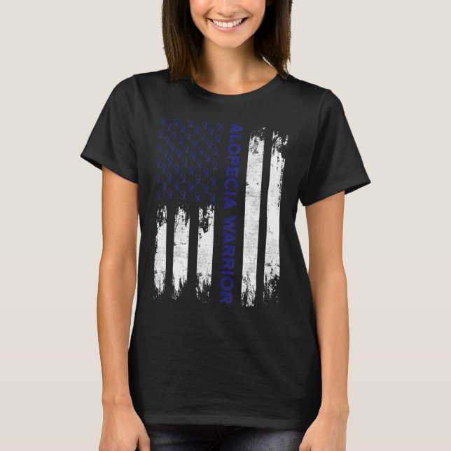 Alopecia Awareness Hair Loss Warrior Flagga Verkty T Shirt (Framsida)