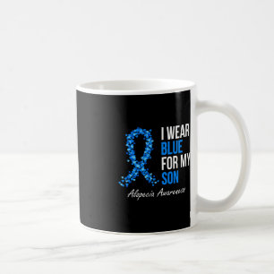 Alopecia Awareness I Bära Blue for my Son Blue Rib Kaffemugg