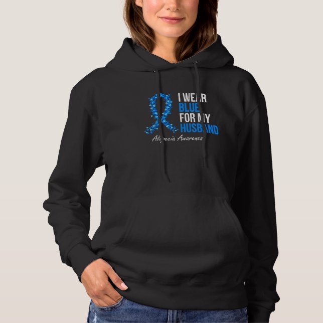 Alopecia Awareness I Wear Blue For My Husband Blue T Shirt (Framsida)