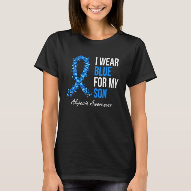 Alopecia Awareness I Wear Blue For My Son Blue Rib T Shirt (Framsida)