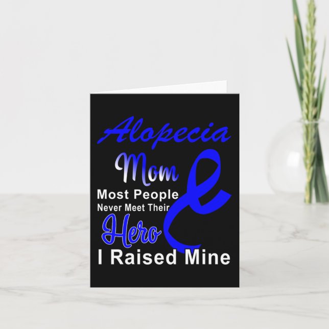 Alopecia Awareness Mamma Mor Support Blue Ribbon Kort (Framsida)