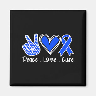 Alopecia Awareness Month Blue Ribbon Peace Kärlek Magnet