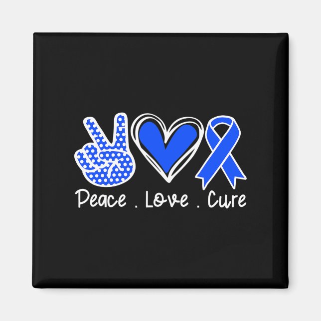 Alopecia Awareness Month Blue Ribbon Peace Kärlek  Magnet (Framsidan)