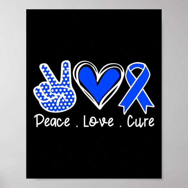 Alopecia Awareness Month Blue Ribbon Peace Kärlek  Poster (Framsidan)