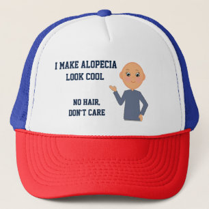Alopecia Awareness, No Hair, don't Care Keps