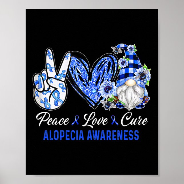Alopecia Awareness Peace Kärlek Cure Gnome Poster (Framsidan)