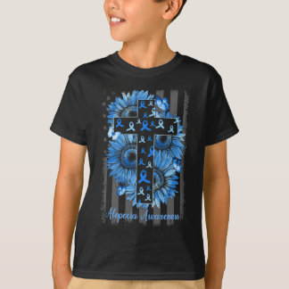 Alopecia Awareness Solros American Flagga T Shirt