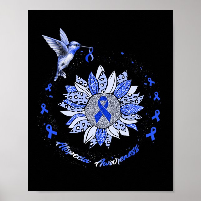Alopecia Awareness Solros Hummingbird Ribbon Poster (Framsidan)
