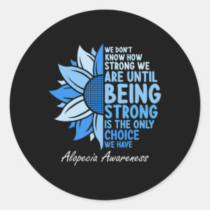 Alopecia Awareness Solros I Bära Blue Ribbon Su Runt Klistermärke