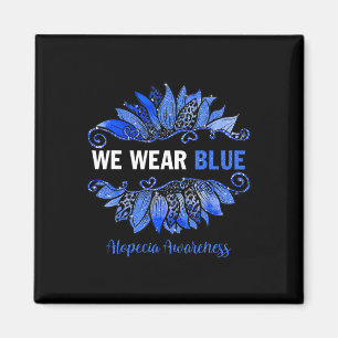 Alopecia Awareness Vi Bära Blue Sunblomma Magnet
