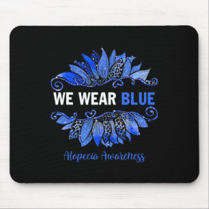 Alopecia Awareness Vi Bära Blue Sunblomma Musmatta