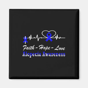 Alopecia Awarteness Heartslag Christian Kor Blue Magnet