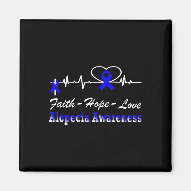 Alopecia Awarteness Heartslag Christian Kor Blue Magnet (Framsidan)