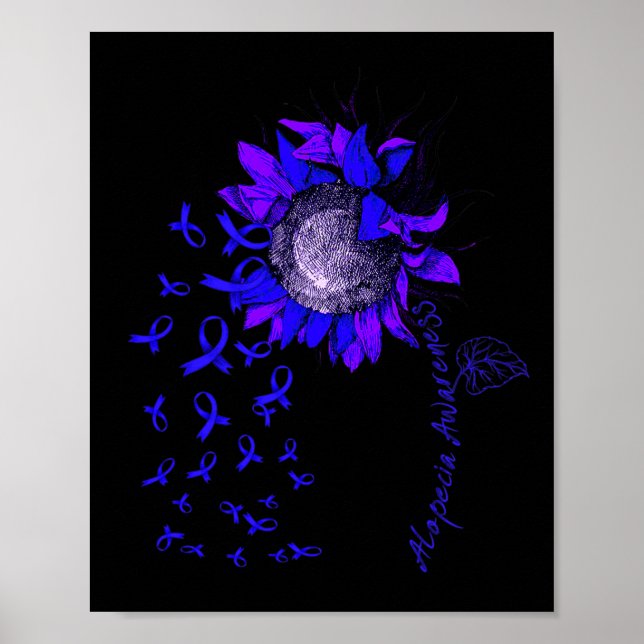 ALOPECIA-medvetenhet Solrosblå band Poster (Framsidan)