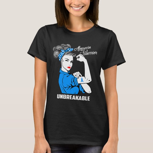 Alopecia Warrior Obrytable Alopecia Awareness G T Shirt (Framsida)