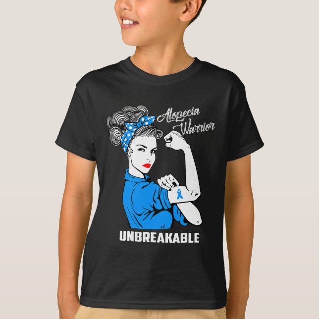 Alopecia Warrior Obrytable Alopecia Awareness G T Shirt (Framsida)
