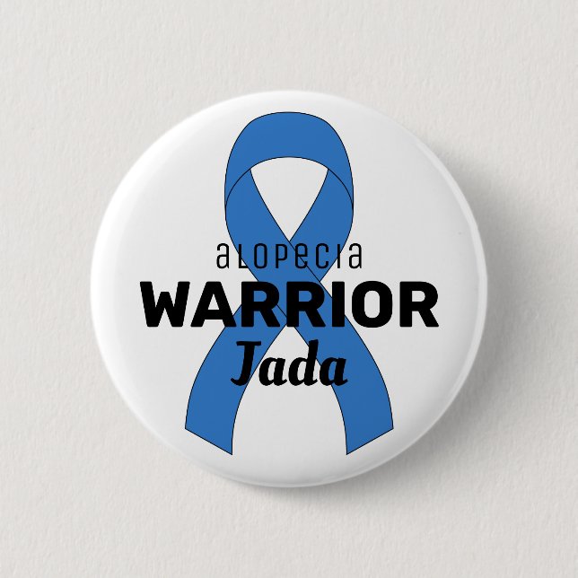 Alopecia Warrior Ribbon White-knapp Knapp (Framsida)